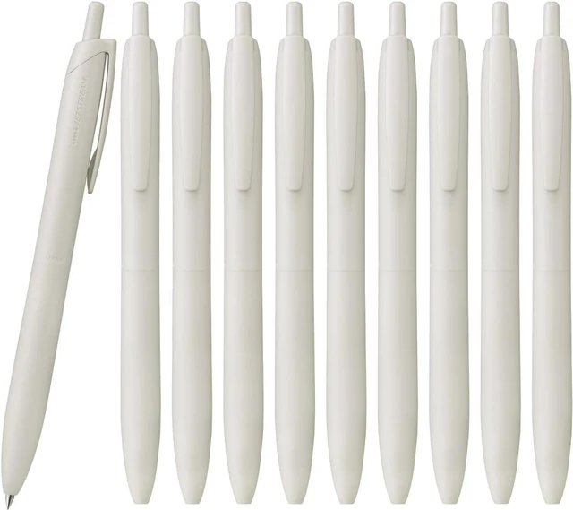 Main image of Uni Jetstream Single Ballpoint Pen, Equipped with 0.5mm Lite Touch Ink (Black), Shell White, SXNLS05.1, Set of 10