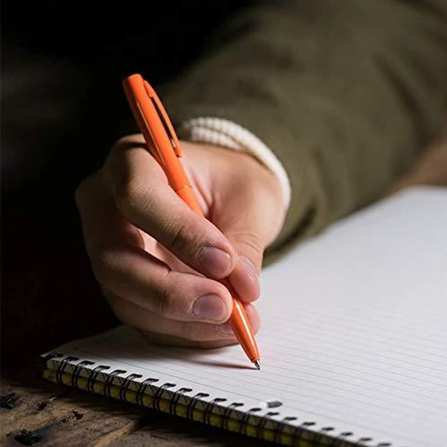 Alt view image 3 of 4 - Weatherproof Orange Metal Retractable Ballpoint Pen - Black Ink (No. OR97), Orange Barrel / Black Ink