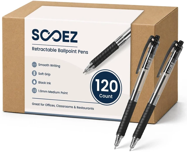 Main image of 120 Pack Pens Bulk, Ballpoint Pens with Soft Grip, Medium Point 1.0mm Retractable Black Ink Pen, Smooth Writing, No Bleed, Note-Taking & Journaling, for Nurses Servers Teachers School Office