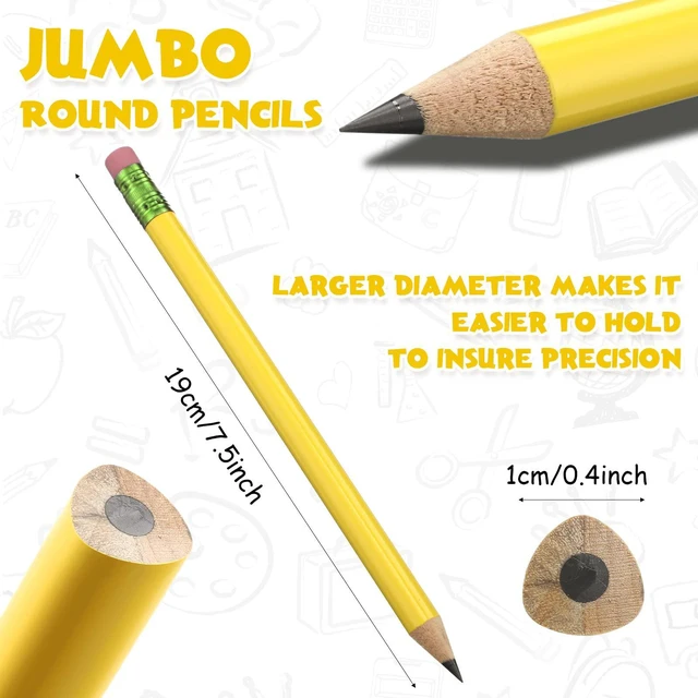 Alt view image 2 of 7 - 48 Pcs Large Pencils 3 Sharpeners,Yellow+green,Triangle Jumbo Thick Grip, Preschoolers Kindergarten Beginners, My First Pencil Set, Easy Hold Kids School Writing Practice Supplies
