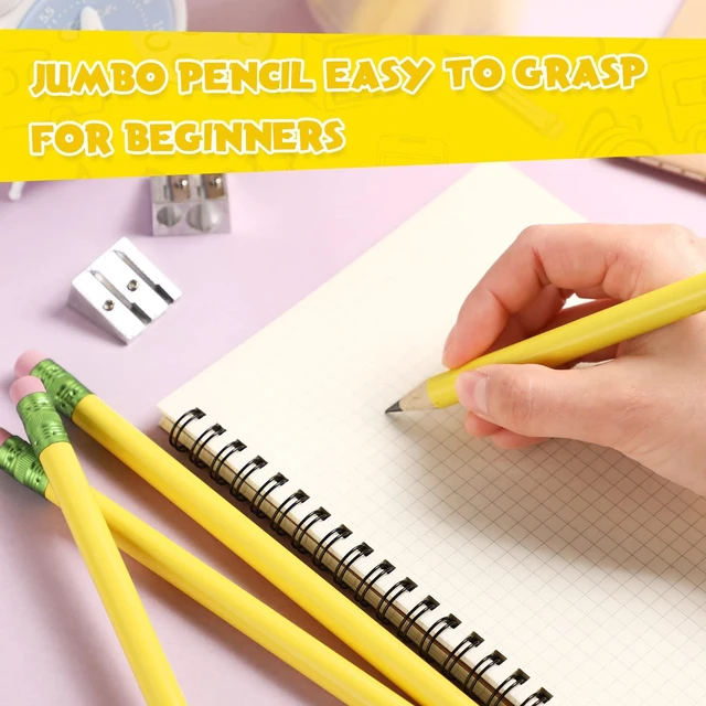 Alt view image 5 of 7 - 48 Pcs Large Pencils 3 Sharpeners,Yellow+green,Triangle Jumbo Thick Grip, Preschoolers Kindergarten Beginners, My First Pencil Set, Easy Hold Kids School Writing Practice Supplies