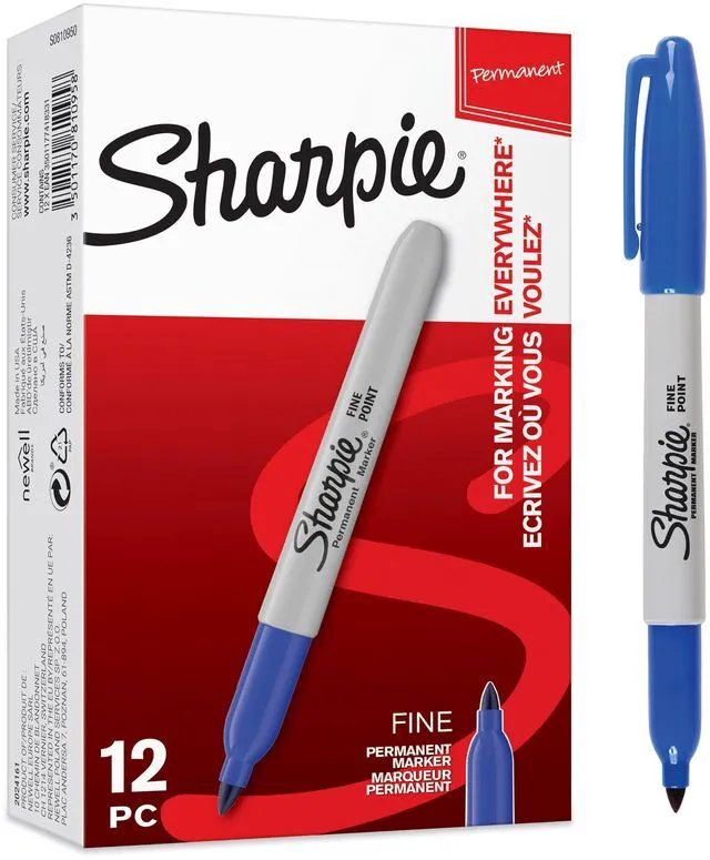 Main image of Permanent Markers | Fine Point for Bold Details | Blue Ink | 12 Marker Pens
