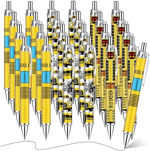 Main image of 24 Pcs School Bus Driver Appreciation Gifts Bulk Bus Ballpoint Pens Back to School Thank You Gifts for Driver Birthday Retirement Appreciation Writing Stationary Supply