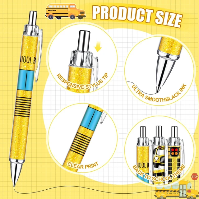 Alt view image 4 of 6 - 24 Pcs School Bus Driver Appreciation Gifts Bulk Bus Ballpoint Pens Back to School Thank You Gifts for Driver Birthday Retirement Appreciation Writing Stationary Supply
