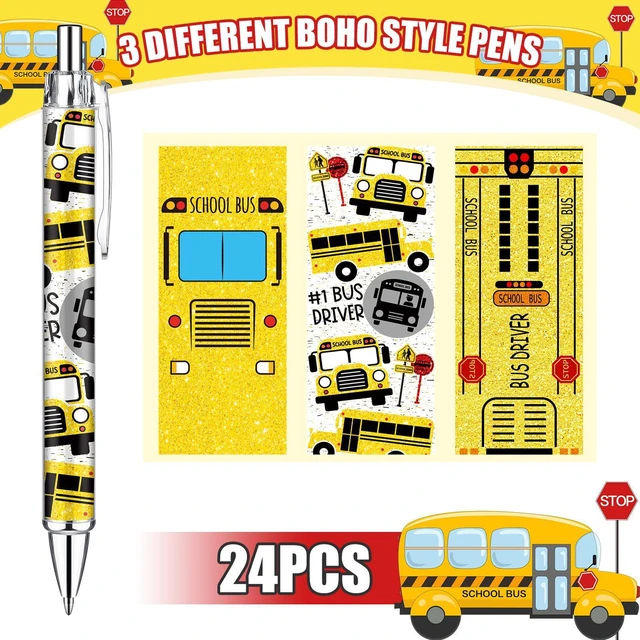 Alt view image 5 of 6 - 24 Pcs School Bus Driver Appreciation Gifts Bulk Bus Ballpoint Pens Back to School Thank You Gifts for Driver Birthday Retirement Appreciation Writing Stationary Supply