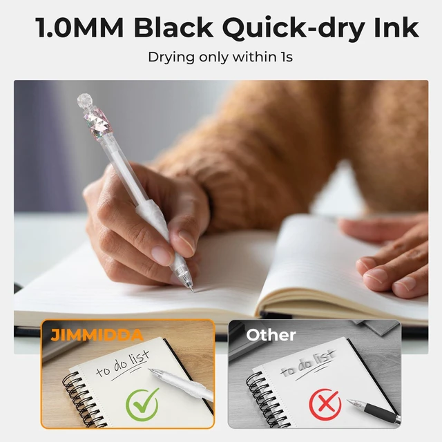 Alt view image 4 of 7 - 8 Pack Ballpoint Pens - 1.0mm Fidget Rotating Black Ink, No Smudge Medium Point Smooth Writing - Soft Grip, Quick-drying Pens for Journaling, Cute School & Office Supplies, Gift for Women Men