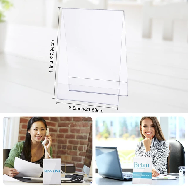 Alt view image 2 of 5 - 24 Pack Clear Name Tent Holders Desk Sign, 8.5" X 11", 24 Pcs PVC Plastic Stands for Office Meeting Room, Blank Display Business Desk Table, Double-sided Acrylic Sign Holder