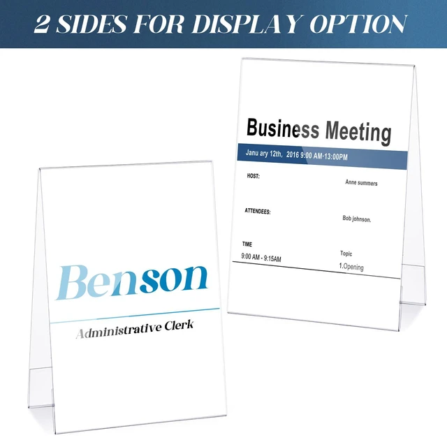 Alt view image 4 of 5 - 24 Pack Clear Name Tent Holders Desk Sign, 8.5" X 11", 24 Pcs PVC Plastic Stands for Office Meeting Room, Blank Display Business Desk Table, Double-sided Acrylic Sign Holder
