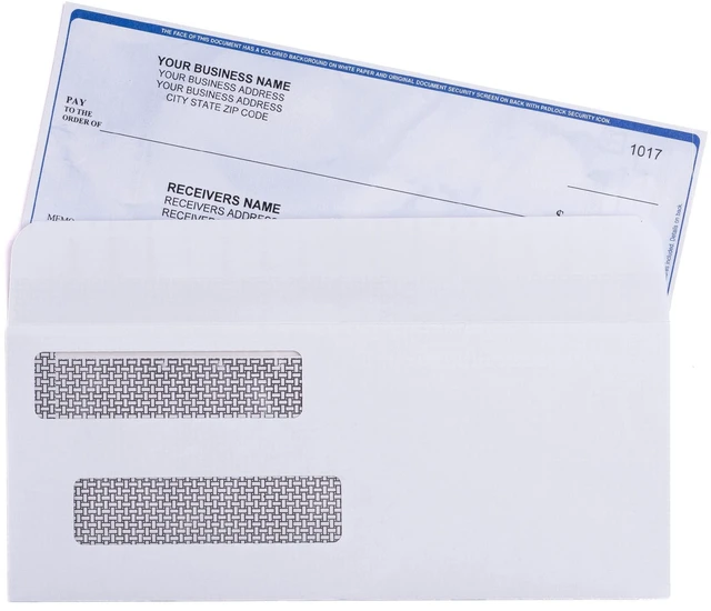 Alt view image 3 of 7 - 500 Self Seal QuickBooks Double Window Security Check Envelopes - for Business Laser Checks, Ultra Security Tinted, Self Adhesive Peel & Seal White, Size 3 5/8 x 8 11/16-24lb NOT for INVOICES (26865)