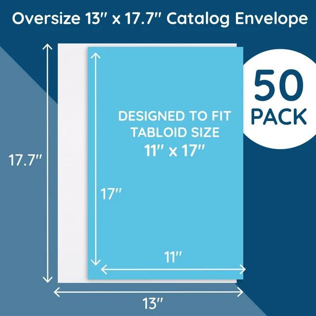 Alt view image 2 of 6 - 50 Large Mailing Envelopes, White 13 x 17.7 Envelopes, Self Seal Catalog, Security Tinted for Mailing