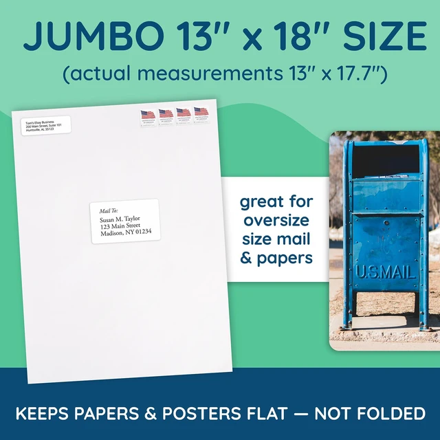 Alt view image 6 of 6 - 50 Large Mailing Envelopes, White 13 x 17.7 Envelopes, Self Seal Catalog, Security Tinted for Mailing