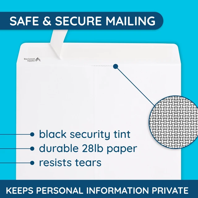 Alt view image 5 of 6 - 50 Large Mailing Envelopes, White 13 x 17.7 Envelopes, Self Seal Catalog, Security Tinted for Mailing