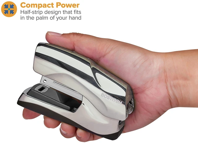 Alt view image 4 of 7 - Office Heavy Duty Stapler, 40 Sheet Capacity, No Jam, Half Strip, Fits into the Palm of Your Hand, For Classroom, Office or Desk, Chrome