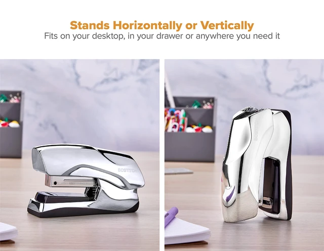 Alt view image 6 of 7 - Office Heavy Duty Stapler, 40 Sheet Capacity, No Jam, Half Strip, Fits into the Palm of Your Hand, For Classroom, Office or Desk, Chrome