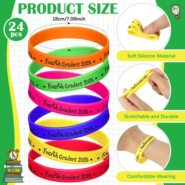Alt view image 3 of 7 - 48 Pcs Back to School Gifts 4th Grade 2026 Pencils and Bracelets First Day of School Gifts Bulk, for Students from Teacher 4th Grade Classroom Party Favor, Teacher Reward Prize Supplies