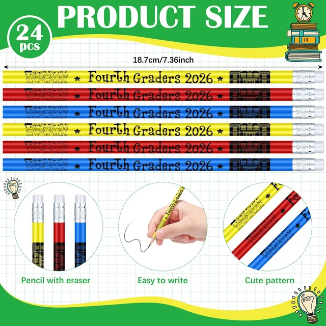 Alt view image 2 of 7 - 48 Pcs Back to School Gifts 4th Grade 2026 Pencils and Bracelets First Day of School Gifts Bulk, for Students from Teacher 4th Grade Classroom Party Favor, Teacher Reward Prize Supplies