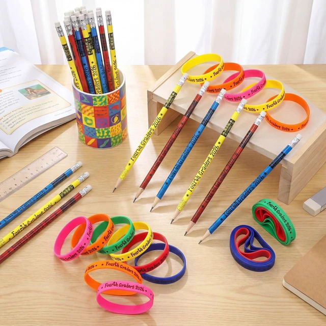 Alt view image 4 of 7 - 48 Pcs Back to School Gifts 4th Grade 2026 Pencils and Bracelets First Day of School Gifts Bulk, for Students from Teacher 4th Grade Classroom Party Favor, Teacher Reward Prize Supplies
