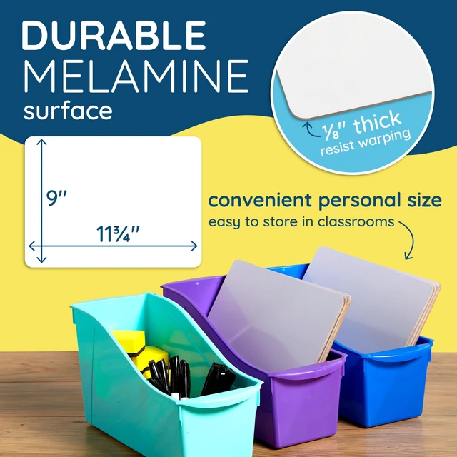 Alt view image 2 of 7 - 30 Mini Dry Erase Boards, 9 x 12, Markers and Erasers Single Sided Lapboards, Small Whiteboards, Includes 30 Markers and 30 Erasers, for Students, Classroom, and Groups