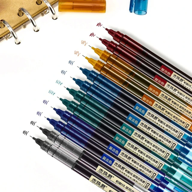 Alt view image 2 of 7 - 12 Pcs Rolling Ball Pen 0.5 mm Japanese Pen,Chic Colors Quick Dry Ink Gel Pens, Extra Fine Point, Liquid Ink for Smooth Writing, Back to School Supplies, Ideal for Office Student
