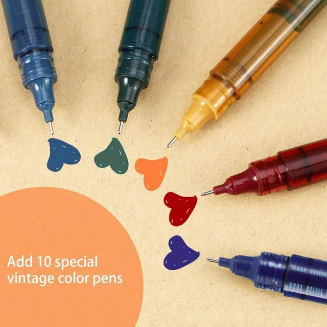 Alt view image 3 of 7 - 12 Pcs Rolling Ball Pen 0.5 mm Japanese Pen,Chic Colors Quick Dry Ink Gel Pens, Extra Fine Point, Liquid Ink for Smooth Writing, Back to School Supplies, Ideal for Office Student