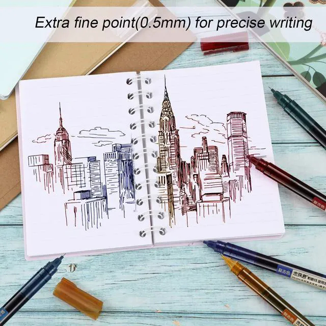 Alt view image 5 of 7 - 12 Pcs Rolling Ball Pen 0.5 mm Japanese Pen,Chic Colors Quick Dry Ink Gel Pens, Extra Fine Point, Liquid Ink for Smooth Writing, Back to School Supplies, Ideal for Office Student