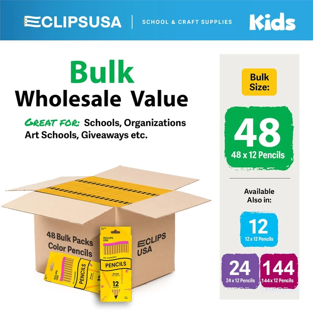Alt view image 2 of 6 - Sharpened Pencils #2 Bulk, Classroom Must Haves School Supplies, Number 2 Pencils Bulk Office Supplies, 12 Per Box (48 Boxes)