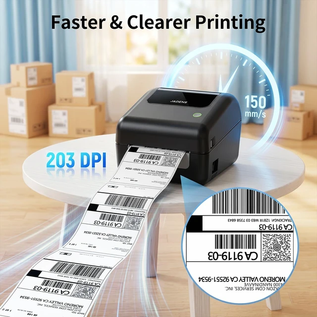 Alt view image 6 of 7 - Bluetooth Thermal Shipping Label Printer with Built-in Label Bin, Wireless 4x6 Label Printer for iPhone, Android, Windows & Mac, Includes 50 Labels, Works with USPS, UPS, Amazon, Etsy, Shopify, Black