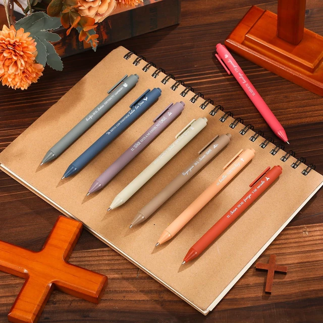 Alt view image 2 of 6 - 80 Pcs Spanish Bible Verse Pens Christian Ballpoint Pens Inspirational Quotes Writing Tool Small Retractable Tiny Black Ink Religious Gifts for Women Men Office School (Light Color)