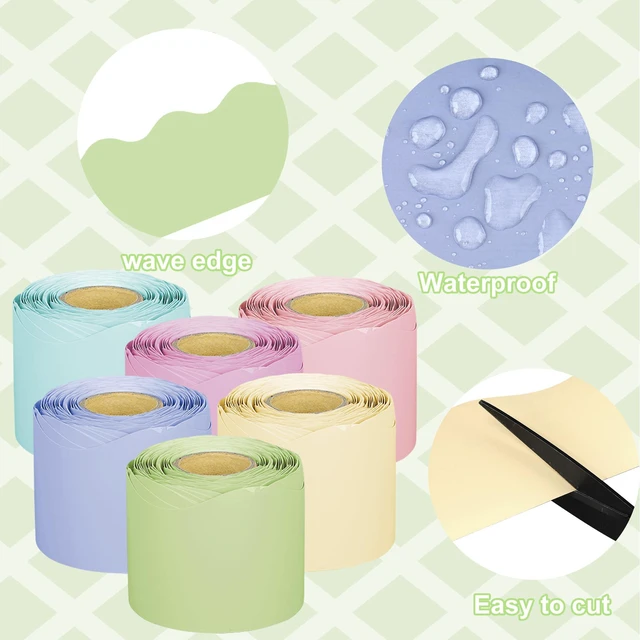Alt view image 3 of 7 - 240Ft Pastel Bulletin Board Borders Colorful Classroom Border Trim Pastel Scalloped Borders Rolled Candy Bulletin Board Decorations for Classroom School Home Office Chalkboard Decor, 6 Rolls