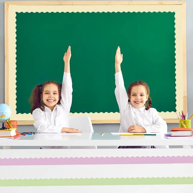 Alt view image 4 of 7 - 240Ft Pastel Bulletin Board Borders Colorful Classroom Border Trim Pastel Scalloped Borders Rolled Candy Bulletin Board Decorations for Classroom School Home Office Chalkboard Decor, 6 Rolls
