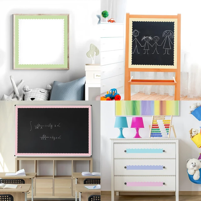 Alt view image 7 of 7 - 240Ft Pastel Bulletin Board Borders Colorful Classroom Border Trim Pastel Scalloped Borders Rolled Candy Bulletin Board Decorations for Classroom School Home Office Chalkboard Decor, 6 Rolls