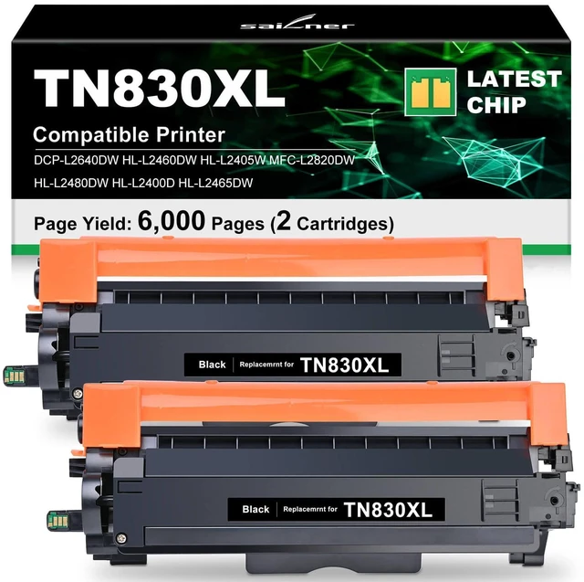 Main image of Compatible TN830XL TN830 Toner for Brother Printer DCP-L2640DW HL-L2460DW Compatible with Brother TN830 XL/V/R Toner for DCP-L2640DW HL-L2405W HL-L2460DW MFC-L2820DW Printer with Chip, 6000 Pages