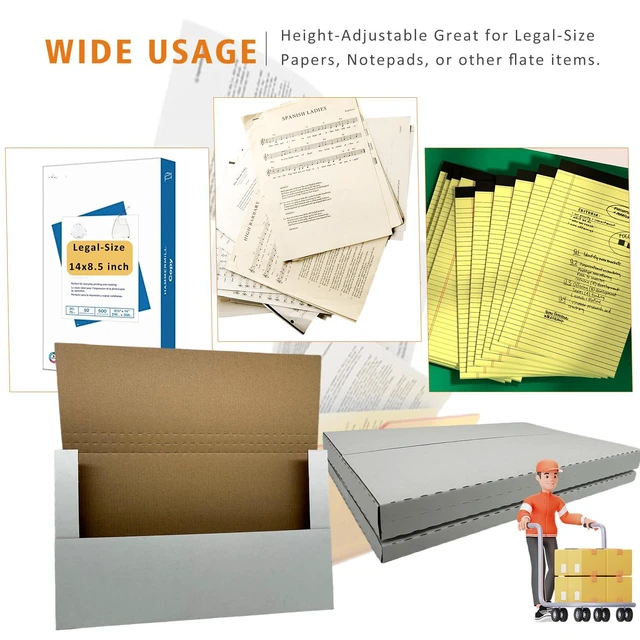 Alt view image 5 of 6 - 50 Pack 14 1/8" x 8 5/8" x 1" Cardboard Easy-Fold Shipping Box Mailers, Legal-Size Height Adjustable for Documents, White (EM1481)