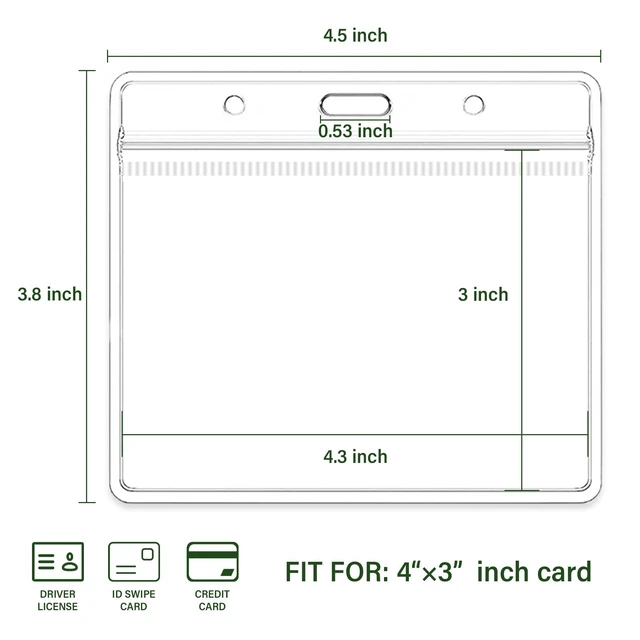 Alt view image 2 of 7 - 4x3 Inches Horizontal Badge Holder, Clear ID Card Holder with Waterproof Resealable Zip Type Protector, Badge Sleeve Fits Name Tag Holder/RFID/Proximity/Credit Card (200pcs-Horizontal)