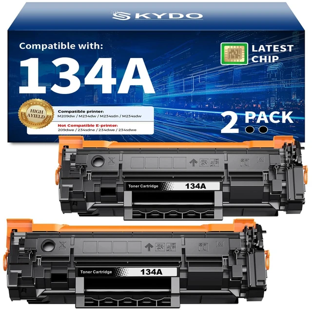Main image of 134A Black Toner Cartridge with Chip Compatible for HP W1340A M234dw M209dw High Yield 134A W1340A 134X Toner Work for HP LaserJet Pro M209dw M234dw M234sdw M234sdn Ideal for home & office (2 Pack)