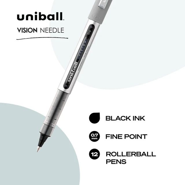 Alt view image 2 of 7 - uniball Vision Needle Rollerball Pens, Fine Point (0.7mm), Black, 12 Pack