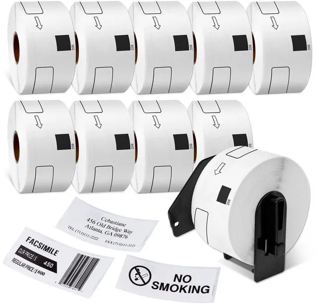 Main image of Compatible with Brother DK-1208 Die-Cut Large Address Label for QL Printer 1.4 in x 3.5 in(38 mm x 90 mm), 400 per Roll/ 4000 Labels for QL-800 ql-820nwb Printer, 10 white paper rolls + 1 frame