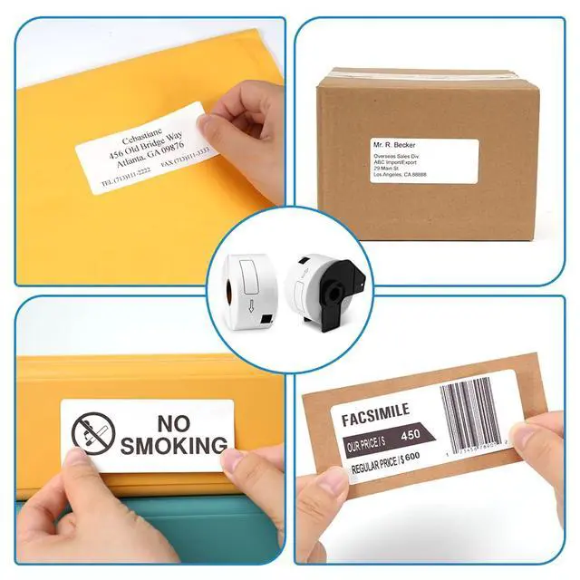 Alt view image 5 of 7 - Compatible with Brother DK-1208 Die-Cut Large Address Label for QL Printer 1.4 in x 3.5 in(38 mm x 90 mm), 400 per Roll/ 4000 Labels for QL-800 ql-820nwb Printer, 10 white paper rolls + 1 frame