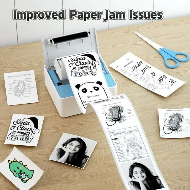 Alt view image 5 of 7 - Mini Sticker Portable Printer with 1 Roll Sticker Paper Inkless Bluetooth Thermal Printer for iPhone & Android, Pocket Printer for Labels, Barcodes, DIY Journaling, Kids Gift