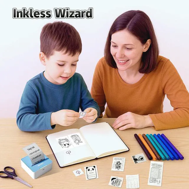 Alt view image 6 of 7 - Mini Sticker Portable Printer with 1 Roll Sticker Paper Inkless Bluetooth Thermal Printer for iPhone & Android, Pocket Printer for Labels, Barcodes, DIY Journaling, Kids Gift