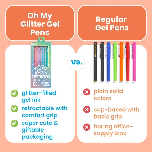 Alt view image 3 of 7 - Oh My Glitter Gel Pens, Set of 12, Retractable Ages 6+, Retractable, Cute School and Art Supplies for Girls, Planner Pen with Comfort Grip, for Decorations and Office Use