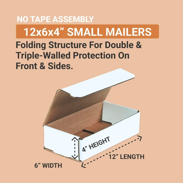 Alt view image 2 of 2 - Shipping Boxes Small 12"L x 6"W x 4"H 50-Pack - Corrugated Cardboard for Shipping, Mailing, Packing, Packaging and Storage