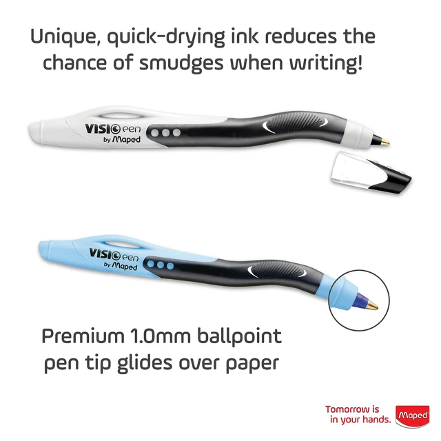 Alt view image 5 of 6 - Visio - Left-handed ballpoint pens - Quick-drying - 3 count Smudge-Free Results - Comfortable Grip - Ideal for School Note Taking - Ergonomic Office Supplies for Students