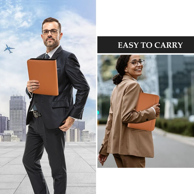 Alt view image 3 of 7 - Portfolio Business Padfolio Folder with Zipper -Tan Conference Meeting Executive File Legal Document Organizer with Pockets Letter Size A11 Writing Pad Notepad Padfolio