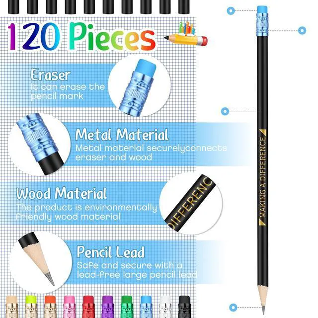 Alt view image 3 of 7 - 120pcs Color Changing Pencils for Back to School, Positive with Eraser Encourage Saying, Thermochromic Design, Fun for Kids Students Classroom, Birthday Party Favors Teacher Rewards