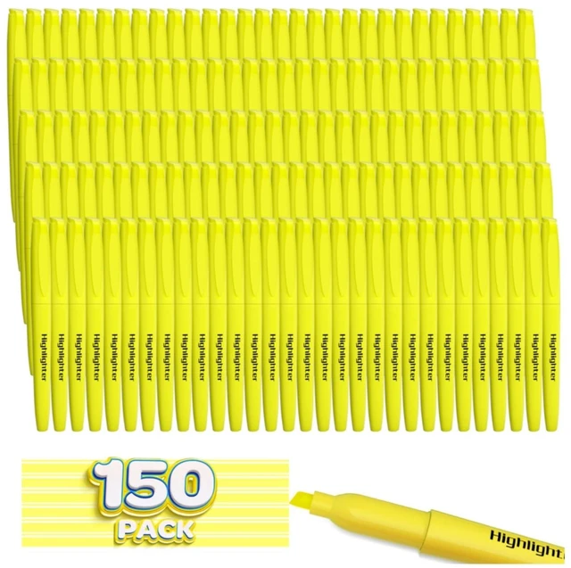 Main image of 150 Count Highlighters Yellow Bulk - Dry-Quickly No Bleed Chisel Tip Highlighter, Markers Set for Classroom Office, Back to School Supplies for Teacher Kids Adults