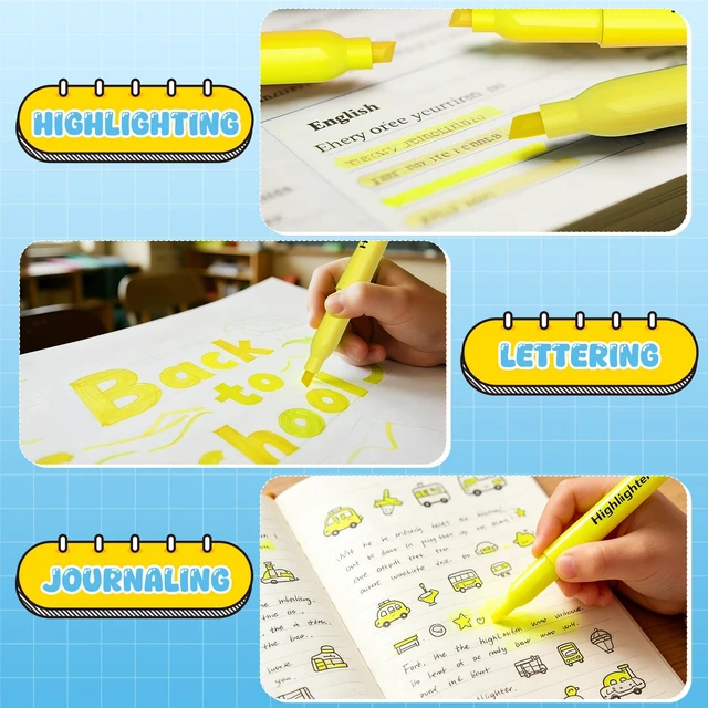 Alt view image 6 of 7 - 150 Count Highlighters Yellow Bulk - Dry-Quickly No Bleed Chisel Tip Highlighter, Markers Set for Classroom Office, Back to School Supplies for Teacher Kids Adults
