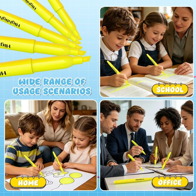 Alt view image 7 of 7 - 150 Count Highlighters Yellow Bulk - Dry-Quickly No Bleed Chisel Tip Highlighter, Markers Set for Classroom Office, Back to School Supplies for Teacher Kids Adults
