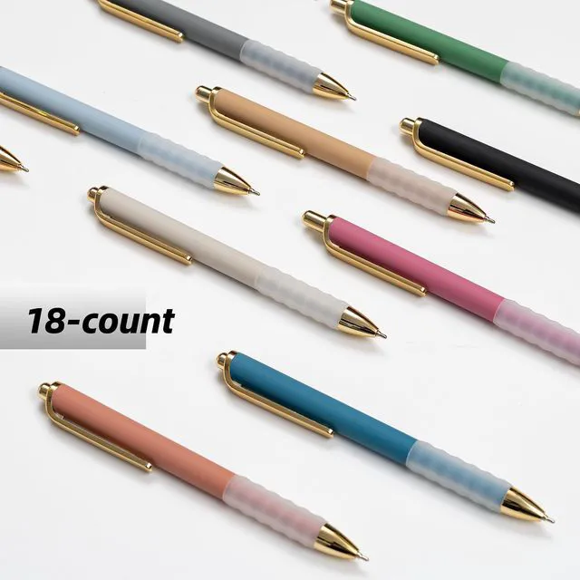 Alt view image 4 of 7 - Ballpoint Pens Black Medium Point 1.0mm Cute Pens Bulk Smooth Writing with Super Soft Grip Retractable Ball Point Pen for Nurses Teachers (18-Count)