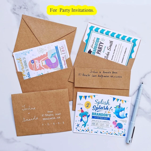 Alt view image 4 of 7 - 500 Pcs A2 Invitation Envelopes in Kraft Brown Peel & Press Self Seal 4 3/8 x 5 3/4 Square Flap Envelopes RSVP Return Envelopes 100lb. for Announcement Mailing 4x5 Greeting Cards Photo 1/4 Fold Cards